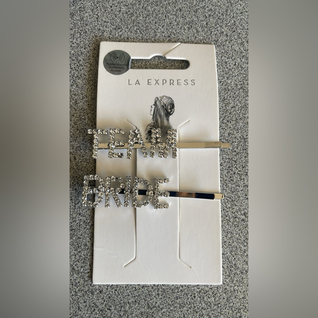 New - ‘Team Bride’ Hair Pins Silver Rhinestone Hair Clips